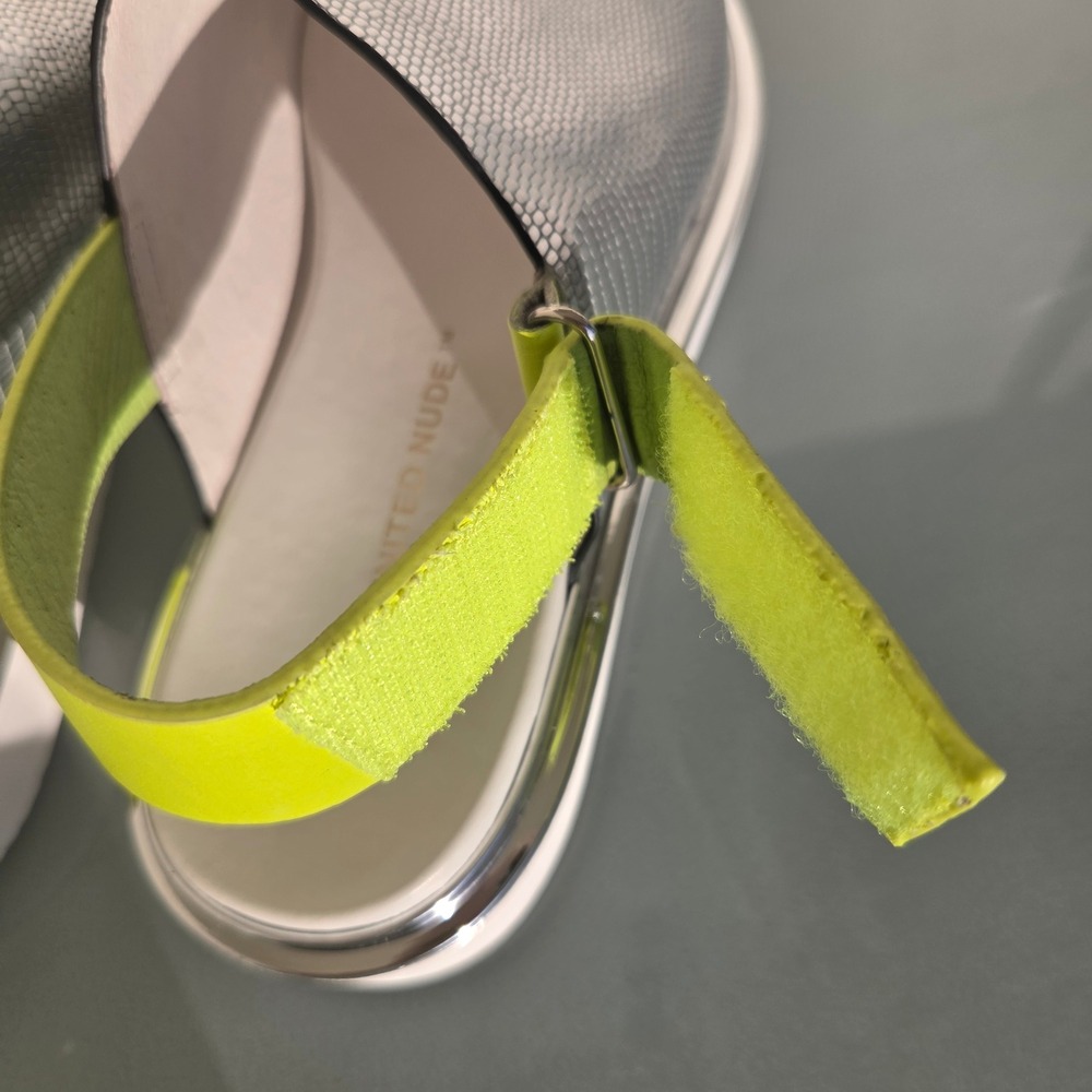 United Nude Rico Sandal Silver Neon Lime Green Platform Slingback Womens 37 - Picture 5 of 11
